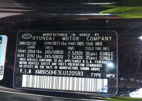 2020 Hyundai Palisade Limited из США, поврежденный, VIN KM8R5DHE3LU120593